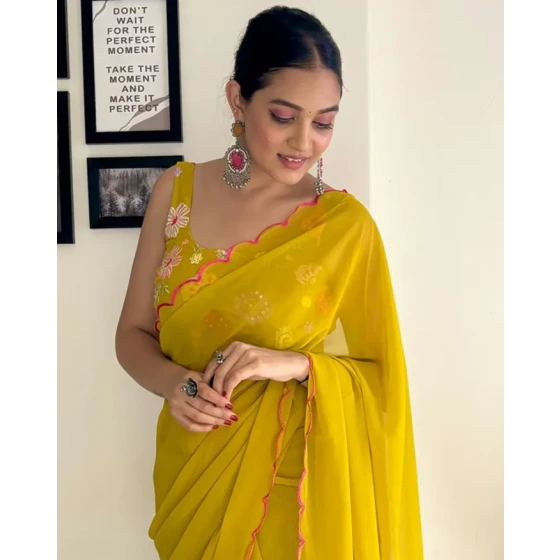 Embroidered Georgette Saree