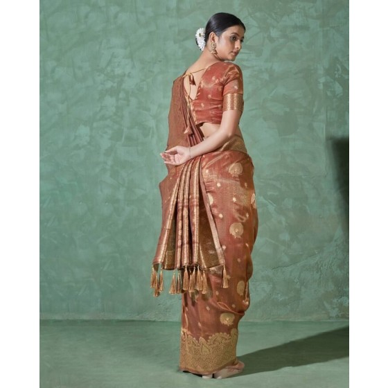 Women Zari Woven Saree with Tassels