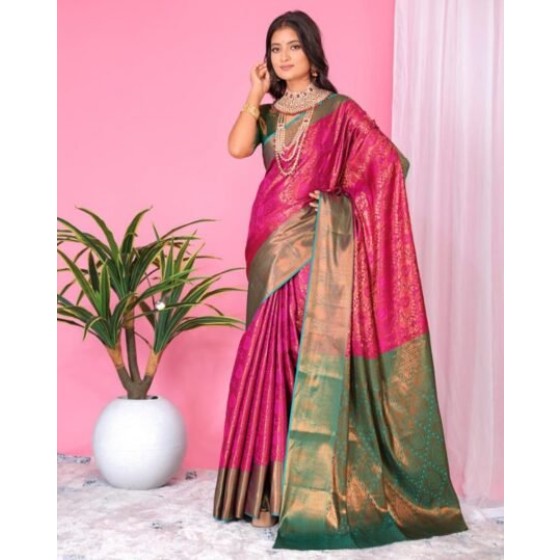 Women Jacquard Silk Embroidery Saree